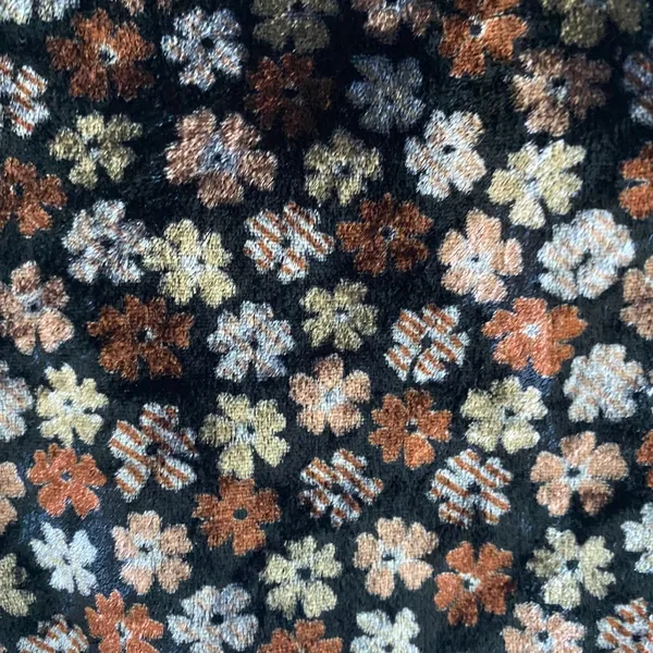 Madewell Velvet Split Sleeve Ruffle Hem‎ Floral Top Black Brown K2795 XS - Image 5