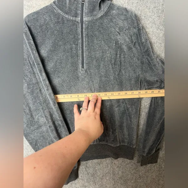 Polo Ralph‎ Lauren Woman Size Medium Gray velour quarter-zip pullover - Image 4