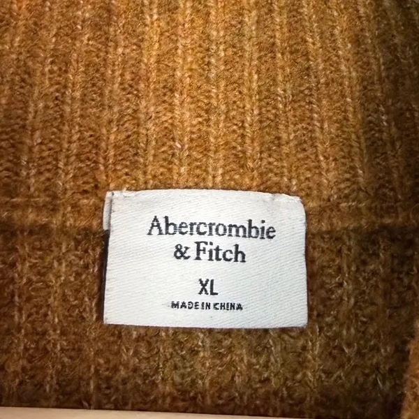Abercrombie Fitch Womens Ochre Yellow Ribbed Turtleneck Sweater‎ Oversized XL - Image 2