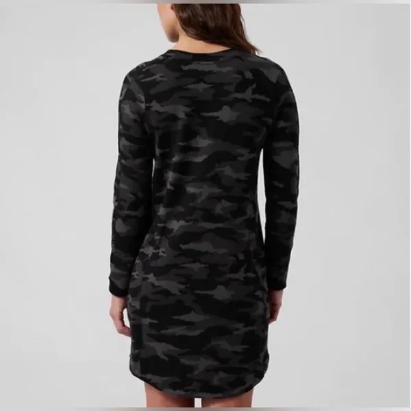 Athleta Balance Black Luxe Camp Print Long Sleeve Knit Dress‎ - Image 4