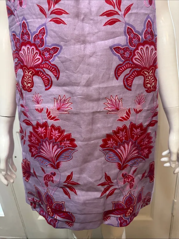 Farm Rio Porcelain Garden Linen Sleeveless Lavender Floral Embroidery Dress S M - Image 4