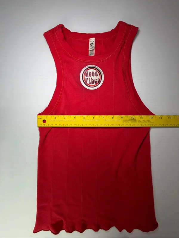 Intimately free people Red Ribbed Tank Top with Good Vibes Patch - Women - Image 4
