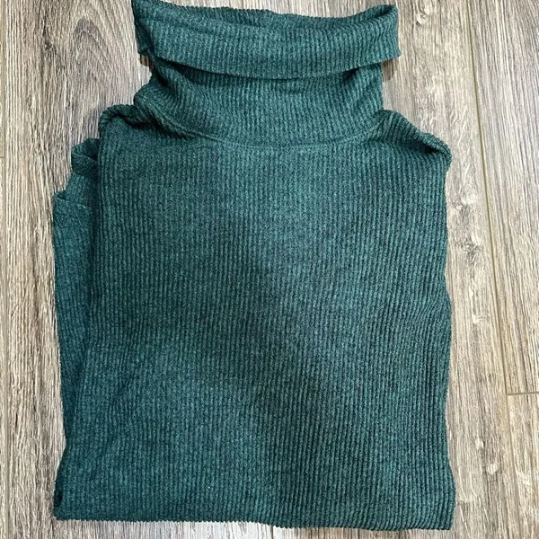 American Eagle Teal Ribbed Turtleneck Sweater - Image 2