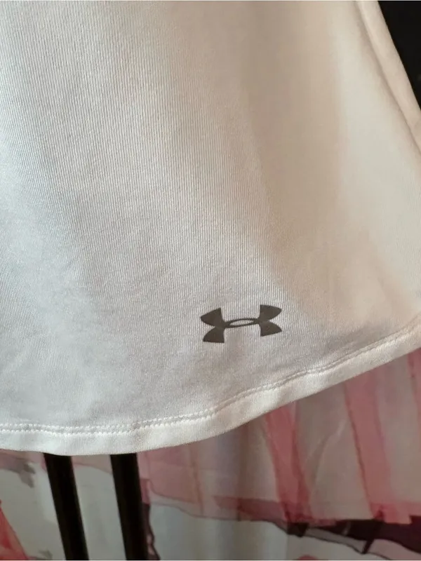 Under Armour White Sleeveless Polo Tank with Purple & Orange Trim M - Image 5