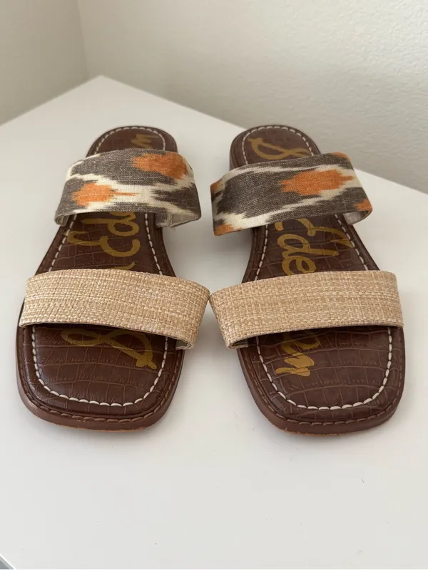 Sam Edelman Haydee Beige Woven Slip On Open Toe Sandals 9 - Image 5
