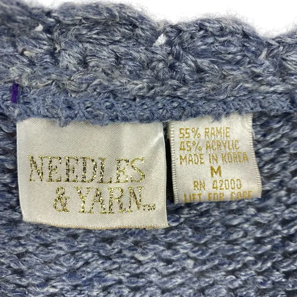 Vintage Women's Chunky Knit Sweater Size Medium Needles and Yarn Crochet‎ Floral - Image 4
