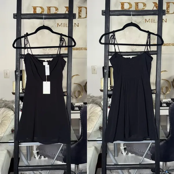 Aritzia Wilfred Fable Dress Black Mini Bustier Sweetheart Tie Strap Women's 0 - Image 5