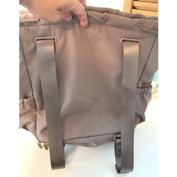 Beyond Yoga Go To Backpack Taupe Gray Nylon Gym Yoga Bag with‎ Shoe Compartment - Image 5