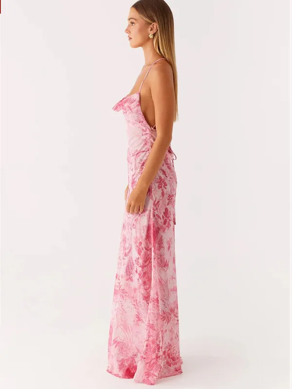 Peppermayo NWT Tara Maxi Dress Open Back Maxi Dress in Pink Print Size 12 - Image 3