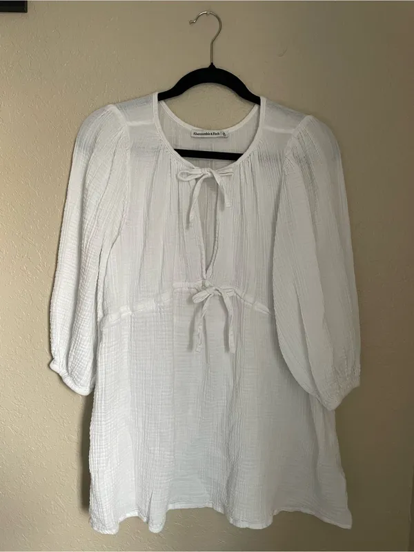 Abercrombie & Fitch Gauze Muslin Cotton Tie Front Beach Pool Coverup Size XS - Image 6