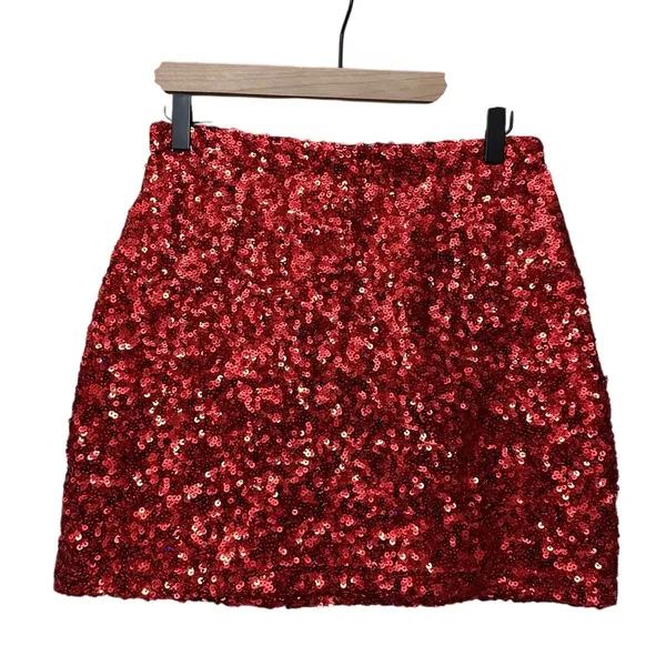 Beach Riot‎ Trixie Sequin Mini Skirt Red Size Medium BR55765R5 Clubbing Outfit - Image 9