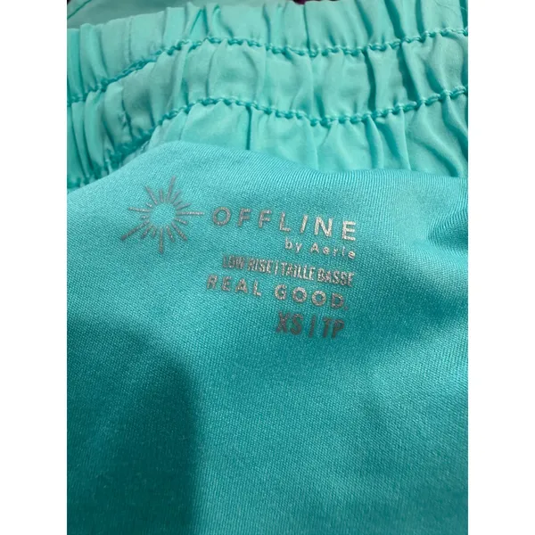 OFFLINE by Aerie Real Good Low Rise Smocked Athletic Shorts‎ Turquoise Blue XS - Image 5