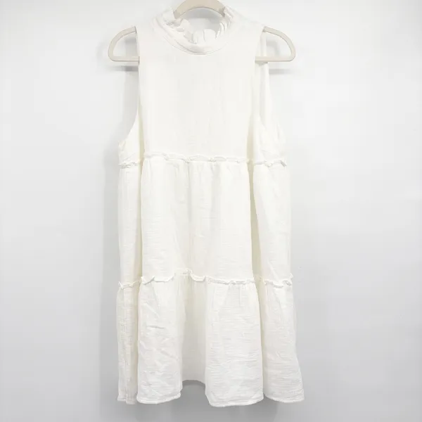 Pomander Place Tuckernuck Womens White Morgan Ruffle Tiered Gauze Mini Dress XL - Image 3