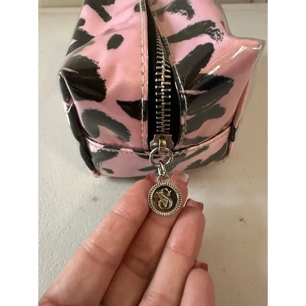 Victoria's Secret Plastic Coated Signature Script Logo Mini Cube Zipper Pouch - Image 2