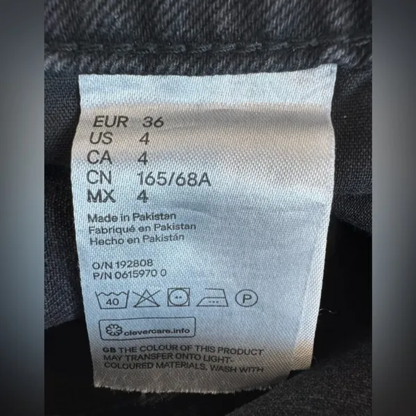 H&M Divided Black Distressed Straight Leg Jeans Size 4 High Rise Ripped Denim‎ - Image 6