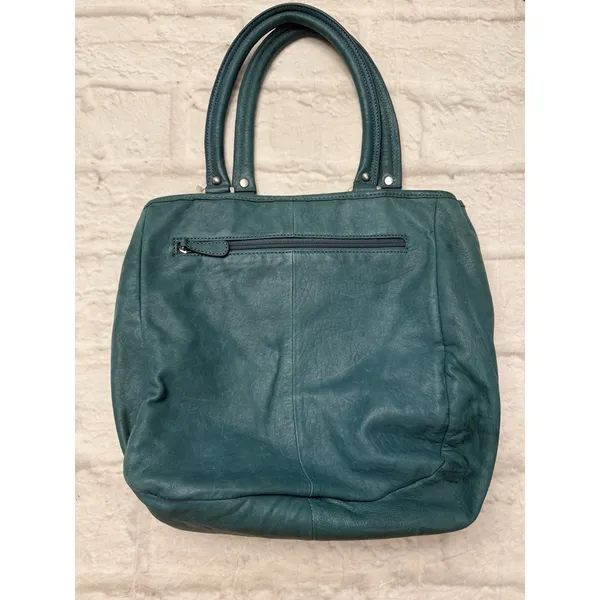 Perlina Brushed Leather‎ Hobo Shoulder Bag Purse Green Buckle Medium Tote - Image 2