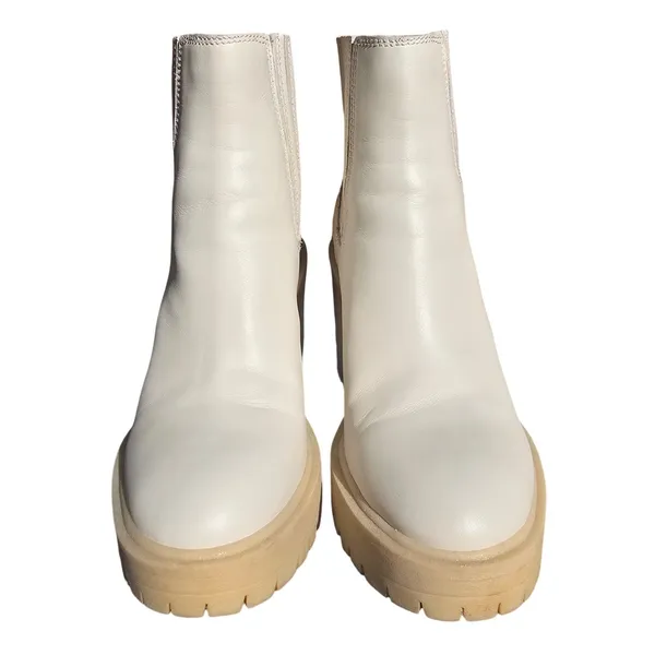 Dolce Vita Caster Ivory Leather Platform‎ Lug Sole Block Heel Chelsea Boots 8.5 - Image 2