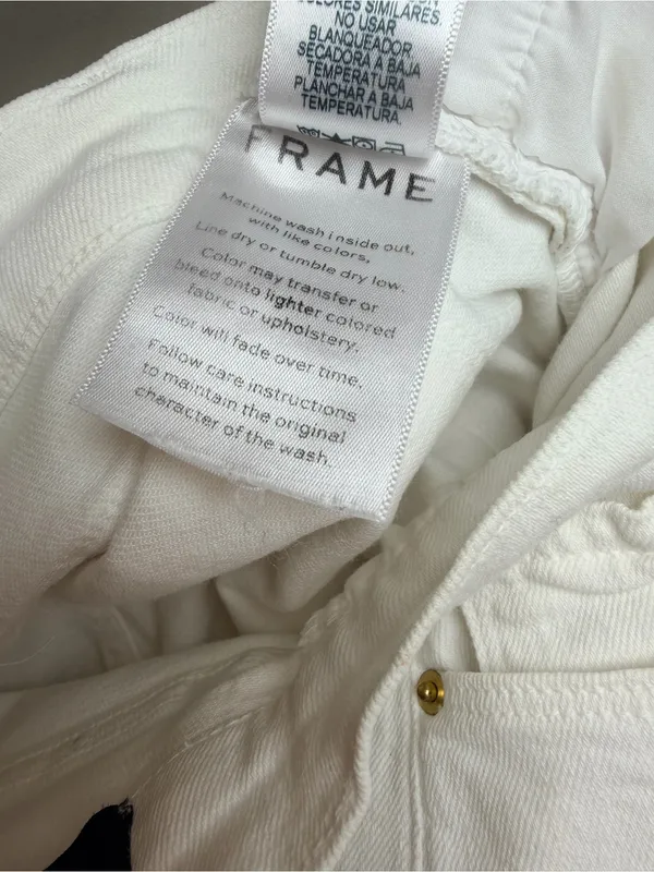 FRAME Denim Women’s 24 White High Rise Wide Leg Flare Jeans Made USA Barneys - Image 7