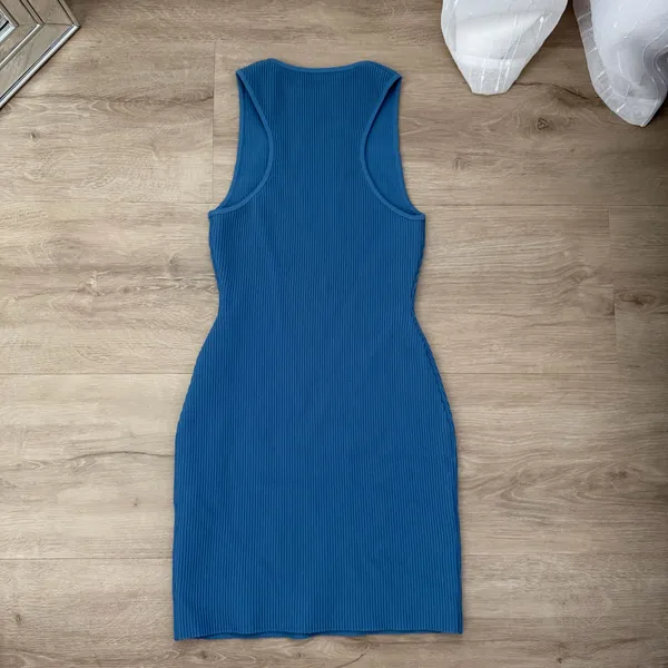 Aritzia Babaton Sculpt Knit Racer Mini Dress in Flagstone Blue - Image 10