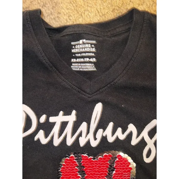 Pittsburgh Pirates Girls Shirt‎ Sz XS 4 5 Reversible Sequins Team Athletics MLB - Image 3