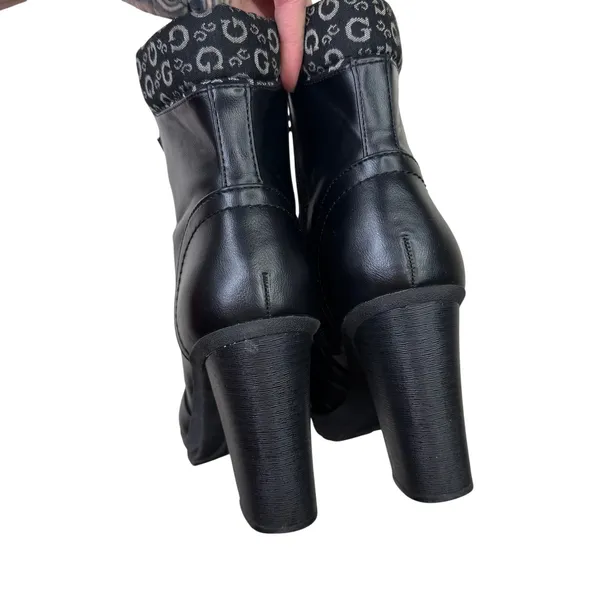 GUESS Los Angeles Black Lace-Up Hiker Booties Zip Chunky Block Heel Combat Boots - Image 4