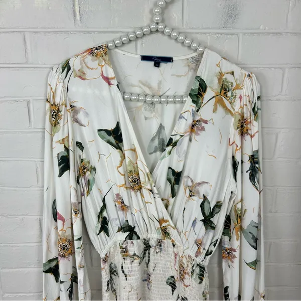 Shore Floral Smocked Waist Mini Dress Size XS - Image 3