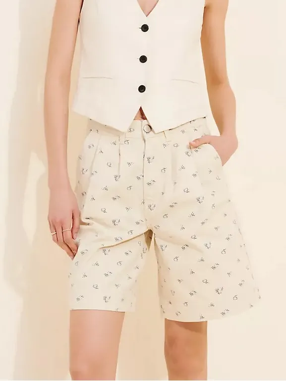 NWOT Damson Madder Anthropologie floral High waist denim Novah Shorts - Cream 8 - Image 5