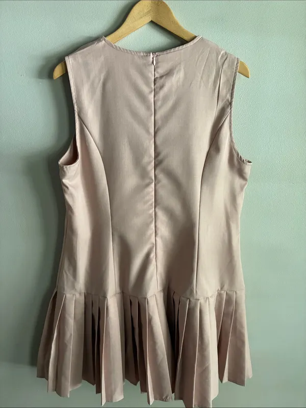 SHEIN Curve Pink Pleated Drop Waist Mini Dress Plus Size 1XL Sleeveless - Image 6