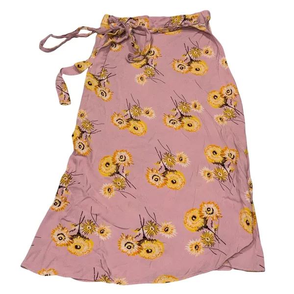 Madewell Pink Wisteria Dove Dutch Dandelion Floral Twiggy Wrap Midi Skirt 12 - Image 4