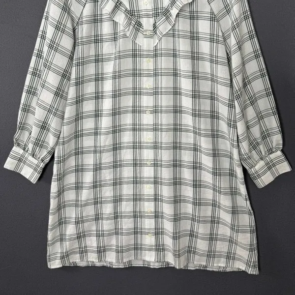 Madewell Shirt Dress Size Small Plaid Ruffle Long Sleeve‎ Button Down Western - Image 7