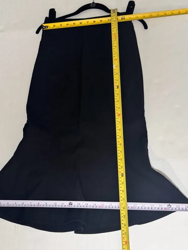 Anthropologie Black Linen Blend Fluted Midi Skirt XS Quiet Luxury Mermaid Office - Image 6