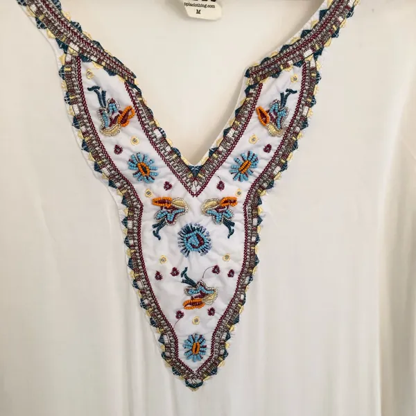 PPLA 🛍️ Beaded embroidered Boho Tunic/dress bell sleeves M - Image 6