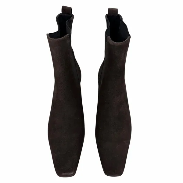 Reformation Roberta Suede Kitten Heel Ankle Boots Dark Brown Size 6 - Image 5