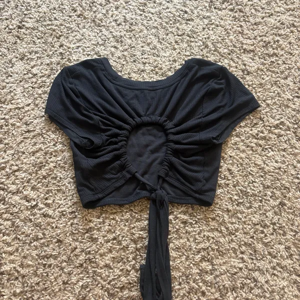 Offline by Aerie Black Short Sleeve Seamless Ribbed Crop Top Size Women’s XS - Image 2