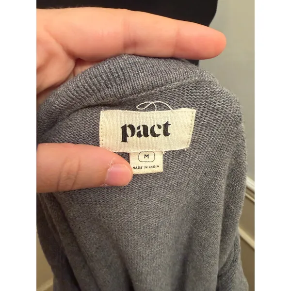 Pact Johnny Collared Polo Pullover Sweater Eco Gray Organic Cotton Minimalist - Image 6