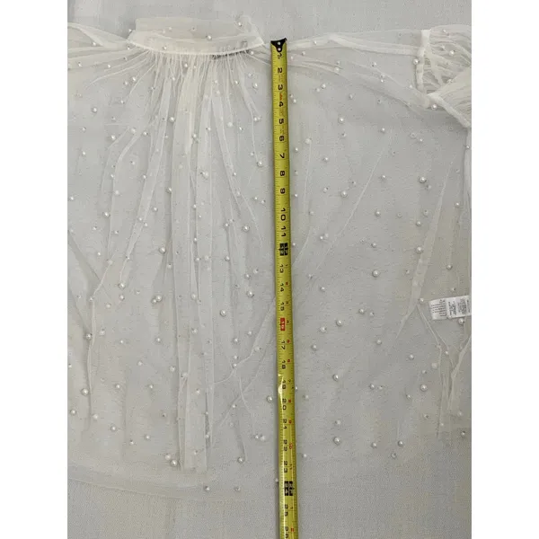 INA sheer white mesh decorated faux pearls‎ size medium - Image 6
