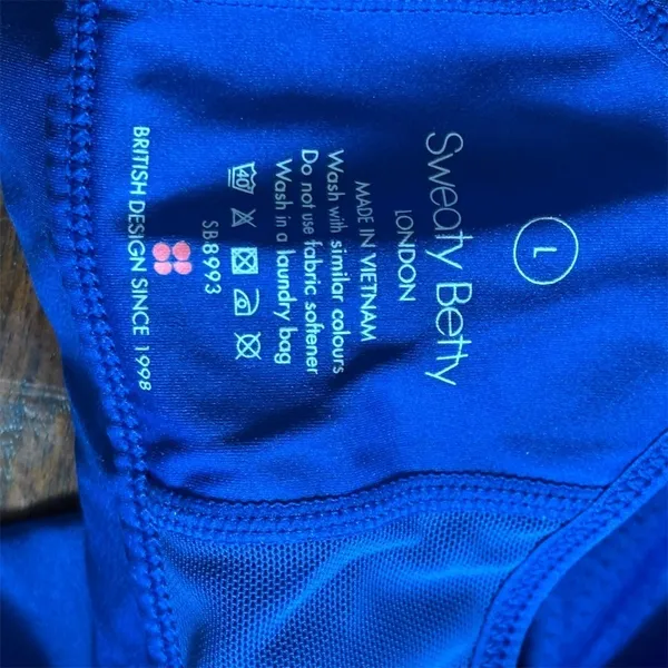 Sweaty Betty Power Sports Bra Womens Size L Blue Medium Impact Racerback - Image 5
