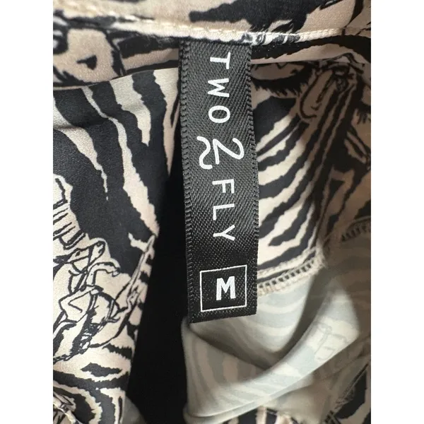Two 2 Fly Womens Zebra Cowboy Print Button Down Shirt Western Desert Toile Med - Image 4