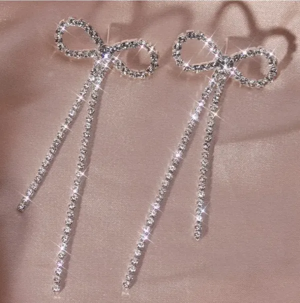 NEW - Bowknot tassel earrings, bow jewelry, dangle bowknot, coquette bow - Image 3
