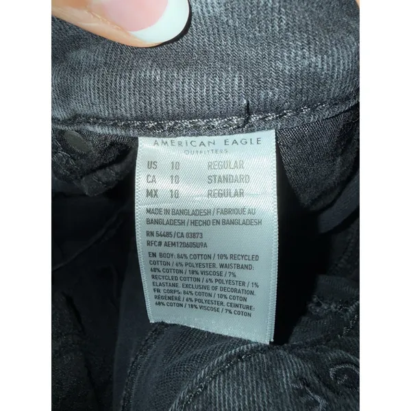 American Eagle‎ AE Jeans Womens Sz 10 Black Mom Jean Distressed Denim - Image 6