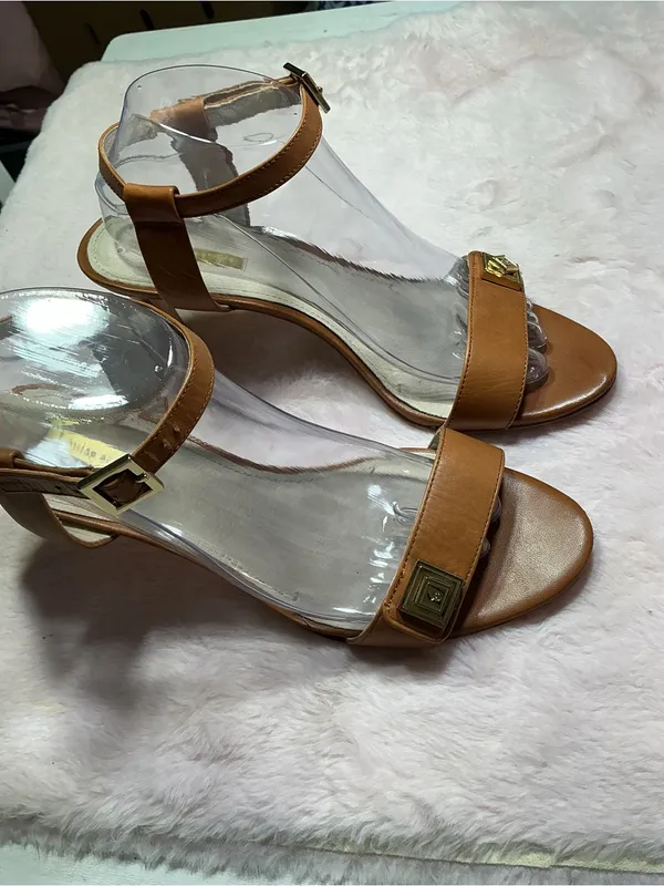 Louise et Cie Cognac Leather Ankle-Strap Block Heels - Image 2