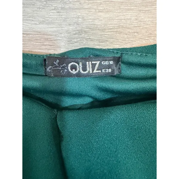 Quiz Emerald Green Off Shoulder Ruffle Mermaid Midi Dress Women's US 6 - Image 6