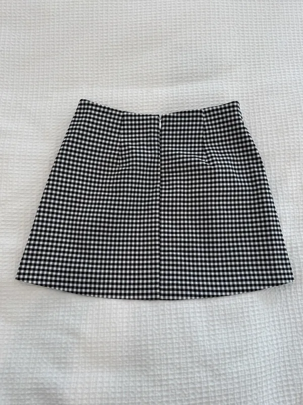 Urban Outfitters Black and White Gingham Mini Skirt - Image 2