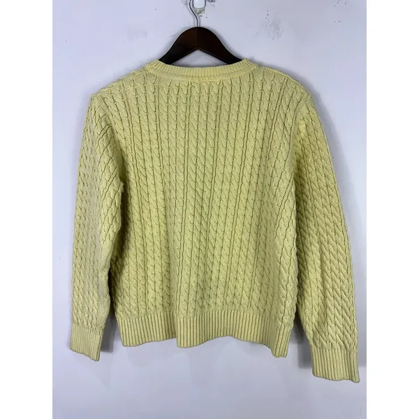 Mark Fore & Strike Butter Yellow Cable Knit Sweater Women Large Fisherman Cotton - Image 5