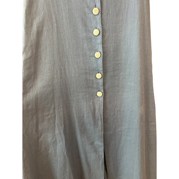 Alexis Jameela Shell Blue Linen Maxi Dress Tie‎ Front Button Size L - Image 11