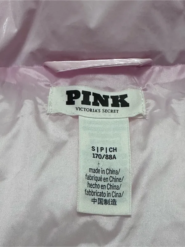 PINK Victoria's Secret Light Pink Quilted Puffer Vest S - Image 3