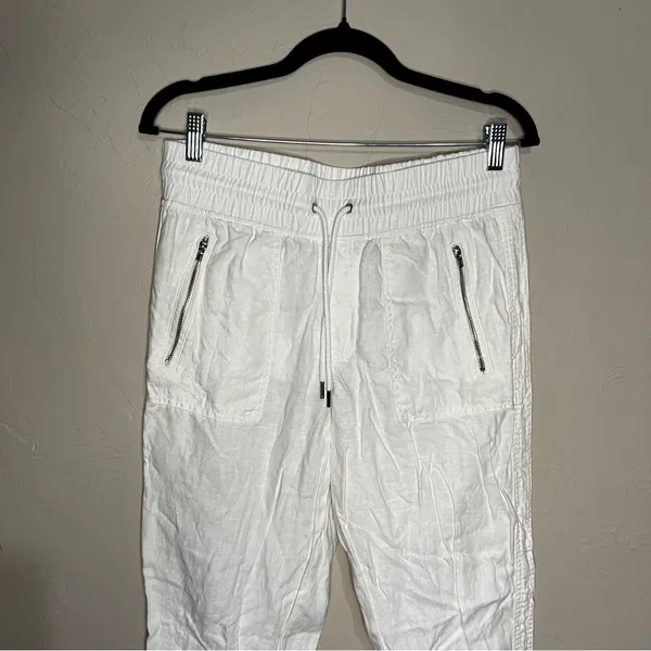 Athleta Cabo Linen Jogger‎ Tall White High Rise Drawstring Pull On Pants - Image 3