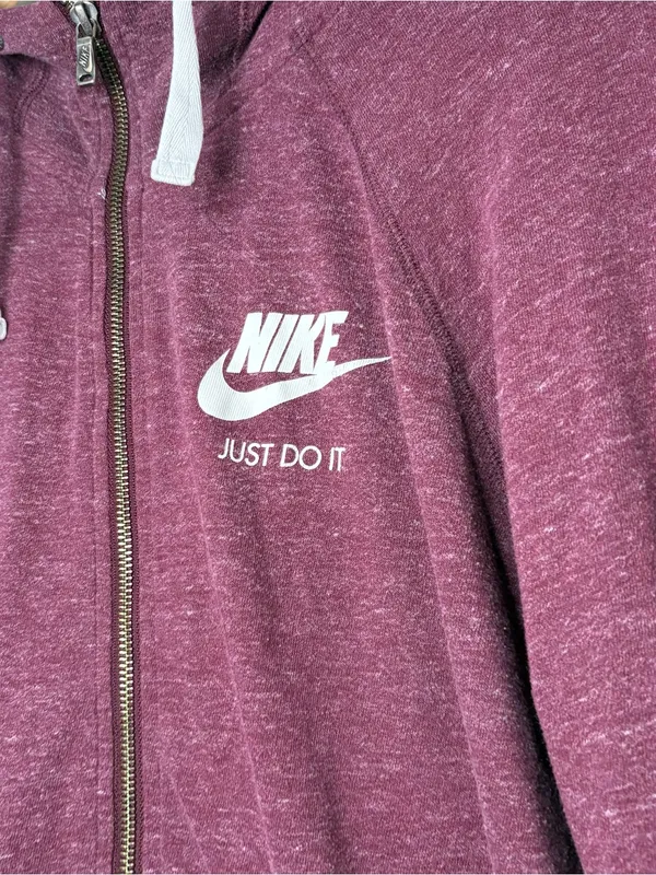 Nike full zip hoodie red white logo casual trendy preppy quiet luxury large - Image 2