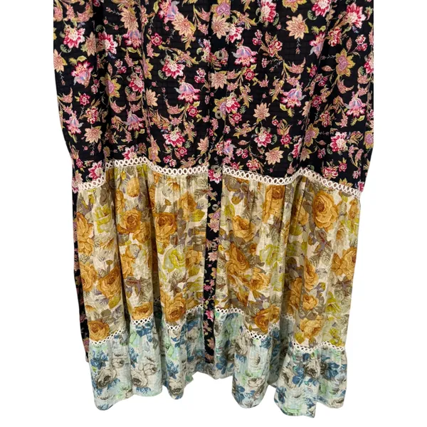 Anthropologie Sleeveless Ruffled Patchwork Floral Tiered Midi Dress Size Large - Image 12