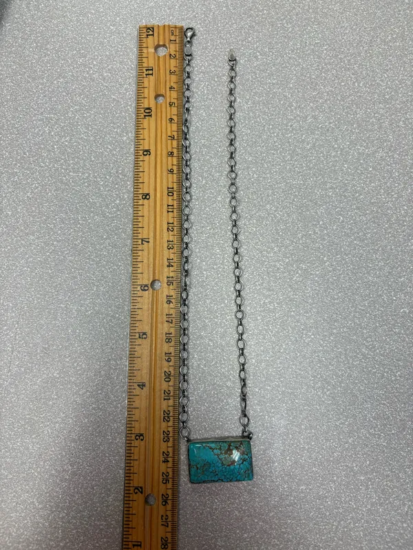 Authentic Navajo Sterling Silver Turquoise Necklace by P. Skeets – Spiderweb Matrix - Image 6